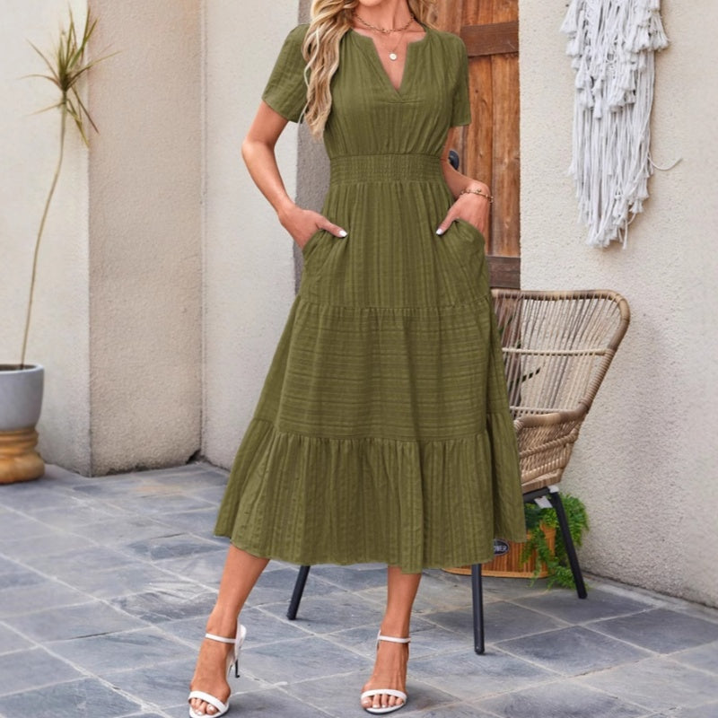 🔥Last Day Promotion Sale 50% OFF🔥Women's Casual Summer Short-Sleeve V-Neck Long Dresses