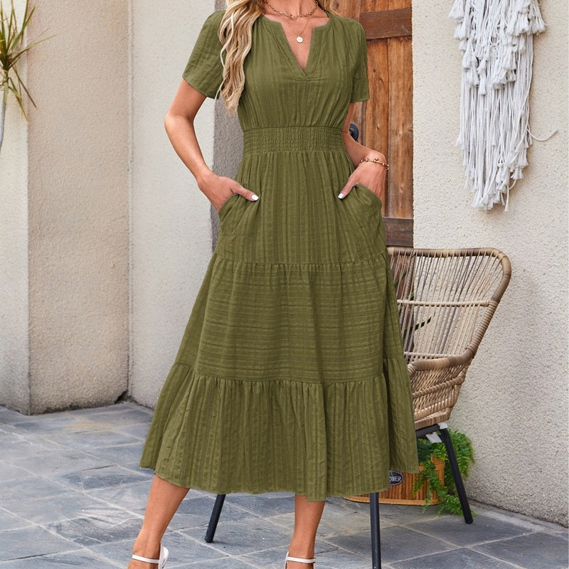 🔥Last Day Promotion Sale 50% OFF🔥Women's Casual Summer Short-Sleeve V-Neck Long Dresses