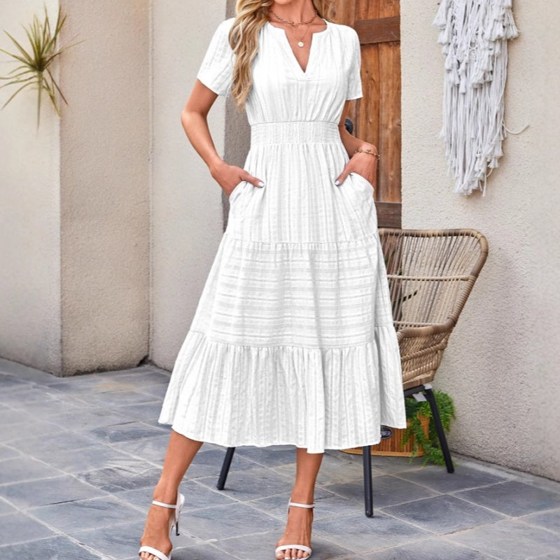 🔥Last Day Promotion Sale 50% OFF🔥Women's Casual Summer Short-Sleeve V-Neck Long Dresses