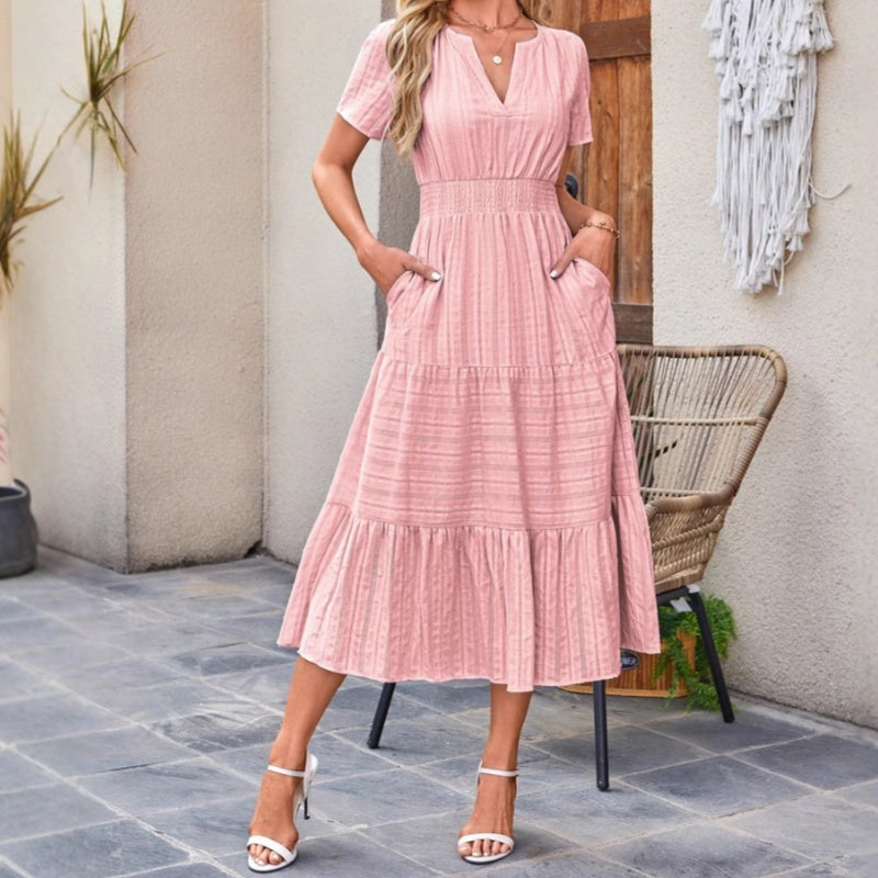 🔥Last Day Promotion Sale 50% OFF🔥Women's Casual Summer Short-Sleeve V-Neck Long Dresses