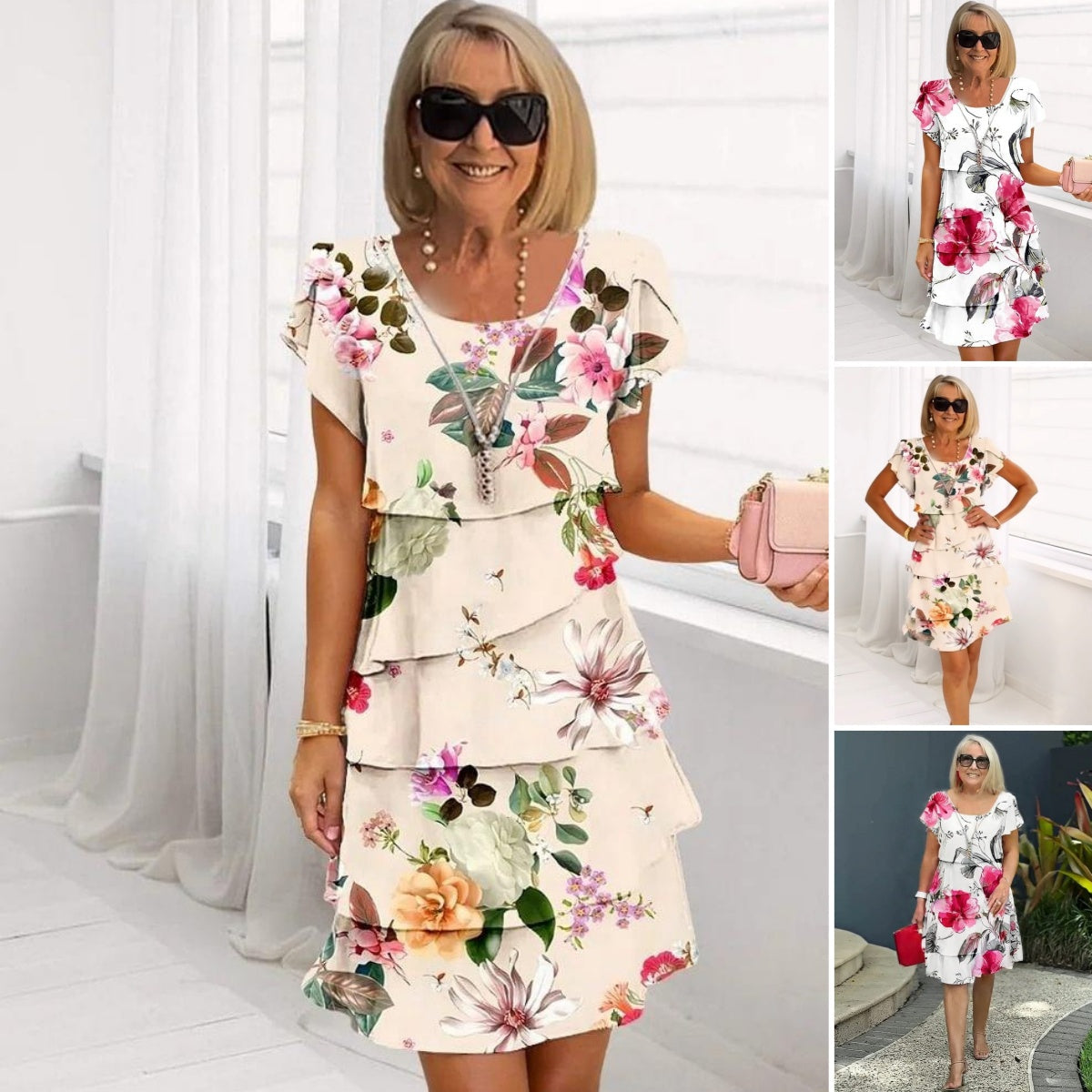 🔥HOT SALE 50% OFF🔥🌸Spring Specials🌸Multi-plant Floral Print Cascade Dress