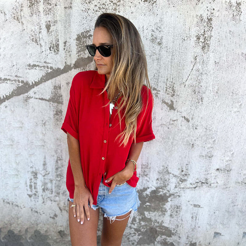 Women's Casual Solid Color Loose Fit Shirt